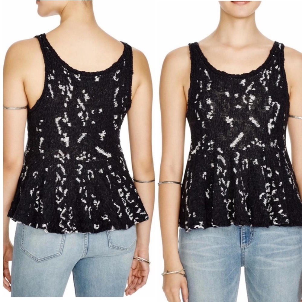 Free People knit tank black comb size M